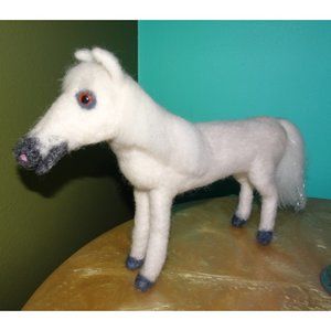 Needle Felting White Horse hand made